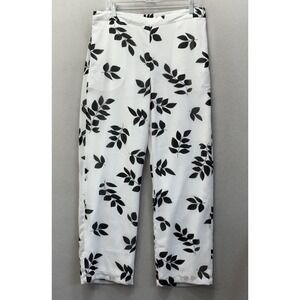 Monroe &‎ Main Women's Sz L White Leaf Prints Sheer Lightweight Loose Leg Pants